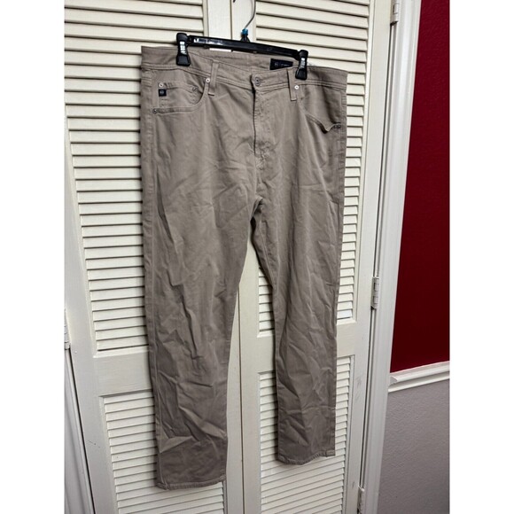 AG SUEDED SATEEN EVERETT SLIM STRAIGHT ITALIAN STRETCH SATEEN BROWN PANTS 36X32 - Picture 3 of 6